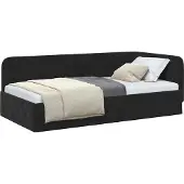 Syfax Eckbettgestell Schwarz 90 x 190 cm Samt