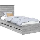 Syfax Bettrahmen Graues Sonoma 75 x 190 cm Ingenieurs Holz