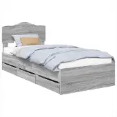 Syfax Bettrahmen Graues Sonoma 90 x 190 cm Ingenieurs Holz