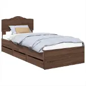 Syfax Bettrahmen Braun Eichen-Optik 90 x 190 cm Ingenieurs Holz