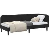 Syfax Eckbettgestell Schwarz 80 x 200 cm Samt