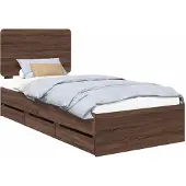 Syfax Bettrahmen Braun Eichen-Optik 90 x 200 cm Ingenieurs Holz