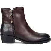 MACIEJKA Burgunderrote Stiefeletten mit Mandelform, Reißverschluss, 4,5 cm Absatz, 13 cm Schaft, krokodilgeprägtem Leder und stoßdämpfender Sohle
