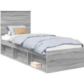 Syfax Bettrahmen Graues Sonoma 75 x 190 cm Massives Kiefernholz