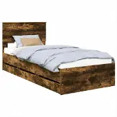 Syfax Bettrahmen Geräucherte Eiche 90 x 190 cm Ingenieurs Holz