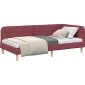 Syfax Eckbettgestell Weinrot 90 x 190 cm Stoff