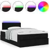 Syfax Ottoman-Bett mit Matratze & LEDs Schwarz 120x200 cm Stoff