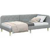 Syfax Eckbettgestell Hellgrau 100 x 200 cm Stoff