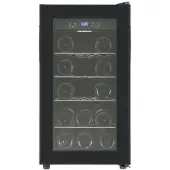 Heinner HRV-A52DRM18 Weinkühlschrank 55L, 8 Flaschen, LED-Display, 4 Holzregal, Schwarz