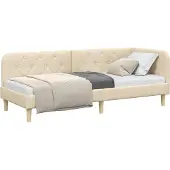 Syfax Eckbettgestell Creme 80 x 200 cm Stoff
