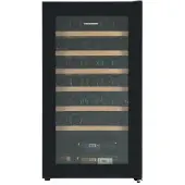 Heinner HRV-A85DRL34 Weinkühlschrank 85L, für 34 Flaschen, LED-Display, 6 Holzablagen, Schwarz