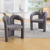 MODFU Ergonomie-Sessel mit Rundrahmen,Sessel Hocker mit Flor,Polstersessel Loungesessel für Wohnzimmer, Schminktisch,Grau