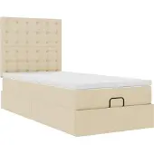 Syfax Ottoman-Bett mit Matratze Creme 90x200 cm Stoff