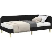 Syfax Eckbettgestell Schwarz 90 x 190 cm Stoff