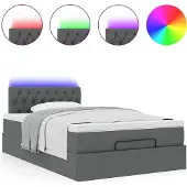 Syfax Ottomane Bett mit Matratze & LEDs Dunkelgrau 120x200 cm Stoff