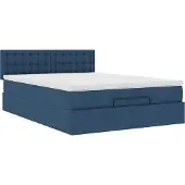 Syfax Ottoman-Bett mit Matratze Blau 140x190 cm Stoff