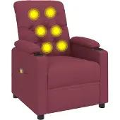 Syfax Massagesessel Weinrot Stoff, manuell verstellbar, Vibration, 6 Zonen, inkl. Fernbedienung, 78,5x96,5x93 cm, 110 kg Belastbarkeit