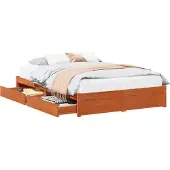Syfax Bettrahmen mit Schubladen 3 pcs Wachsbraun Massivholz Kiefer