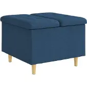 vidaXL Ottoman mit Stauraum Blau 60 x 60 x 45 cm Stoff