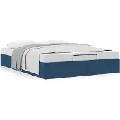 Syfax Ottoman-Bett ohne Matratze Blau 140x190 cm Stoff