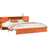 Syfax Bettgestell mit Aufbewahrungskopfteil 2 pcs Wachsbraun