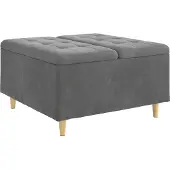 vidaXL Ottoman mit Stauraum Dunkelgrau 80 x 80 x 45 cm Samt