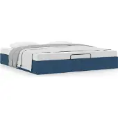 Syfax Ottoman-Bett ohne Matratze Blau 200x200 cm Stoff