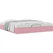 Syfax Ottoman-Bett ohne Matratze Rosa 160x200 cm Samt