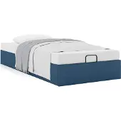 Syfax Ottoman-Bett ohne Matratze Blau 100x200 cm Stoff