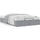 Syfax Ottoman-Bett ohne Matratze Hellgrau 120x190 cm Stoff