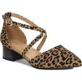 MACIEJKA Schuhe mit Leopardenmotiv, Veloursleder, spitzer Schuhspitze, 4 cm Säulenabsatz und Riemenverschluss