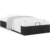 Syfax Ottoman-Bett ohne Matratze Schwarz 100x200 cm Stoff