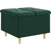 vidaXL Ottoman mit Stauraum Dunkelgrün 60 x 60 x 45 cm Samt