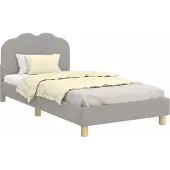 Syfax Kinderbettgestell mit Kopfteil Hellgrau 90 x 200 cm Bouclé