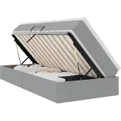 Syfax Aufbewahrungsbett mit Matratze Hellgrau 90 x 200 cm Polyester
