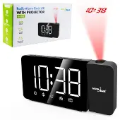 Greenblue Digitaler LED-Radiowecker mit -Projektor FM-Radio Alarm 12/24-Stunden-Anzeige Stromversorgung über USB 5 V DC + CR2032 GB172