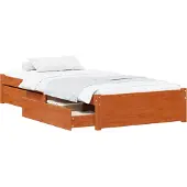 Syfax Bettrahmen mit Schubladen 3 pcs Wachsbraun Kiefernholz