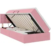 vidaXL LED-Speicherbett mit Matratze Rosa 90 x 190 cm Samt