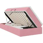 Syfax Aufbewahrungsbett mit Matratze Rosa 100 x 200 cm Samt