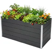 Floordirekt Hochbeet Kasos 150x70x75 cm, aus WPC, Aluminium & Stahl, Garten Hochbeet, wetterfest & rückenschonend mit offenem Boden gegen Staunässe