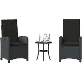 vidaXL Möbel 3-tlg. Bistro-Set mit Kissen Schwarz Poly Rattan 2024