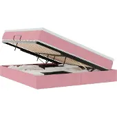 Syfax Aufbewahrungsbett mit Matratze Rosa 180 x 200 cm Samt