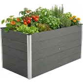 Floordirekt Hochbeet Delos aus WPC & Stahl, Garten Hochbeet 150x70x75 cm, extra stabil mit Aluminium-Eckprofilen & offenem Boden, wetterbeständig