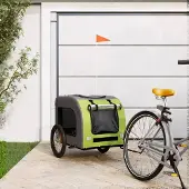 Prolenta Maison Exclusive - Fahrradanhänger Hunde Grün und Grau Oxford-Gewebe & Eisen