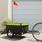 vidaXL Möbel Fahrradanhänger Schwarz und Grün 45 kg Eisen - Fahrradanhänger &15596