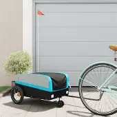 vidaXL Möbel Fahrradanhänger Schwarz und Blau 30 kg Eisen - Fahrradanhänger &40612