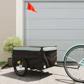 vidaXL Möbel Fahrradanhänger Schwarz und Grau 45 kg Eisen - Fahrradanhänger &25095