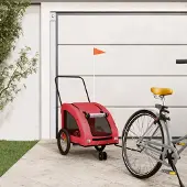 vidaXL Möbel Fahrradanhänger Hunde Rot Oxford-Gewebe und Eisen - Fahrradanhänger &31600