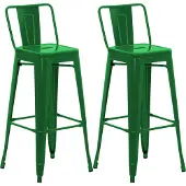 CLP Barhocker 2er Set mit Lehne im Industrial-Look Mason, mit Rückenlehne | Farbe grün