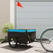 vidaXL Möbel Fahrradanhänger Schwarz und Blau 45 kg Eisen - Fahrradanhänger &25134